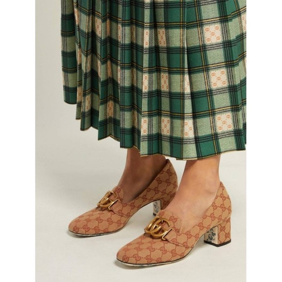 New Gucci GG monogram canvas marmont double G mid-heel pump - Picture 7 of 9